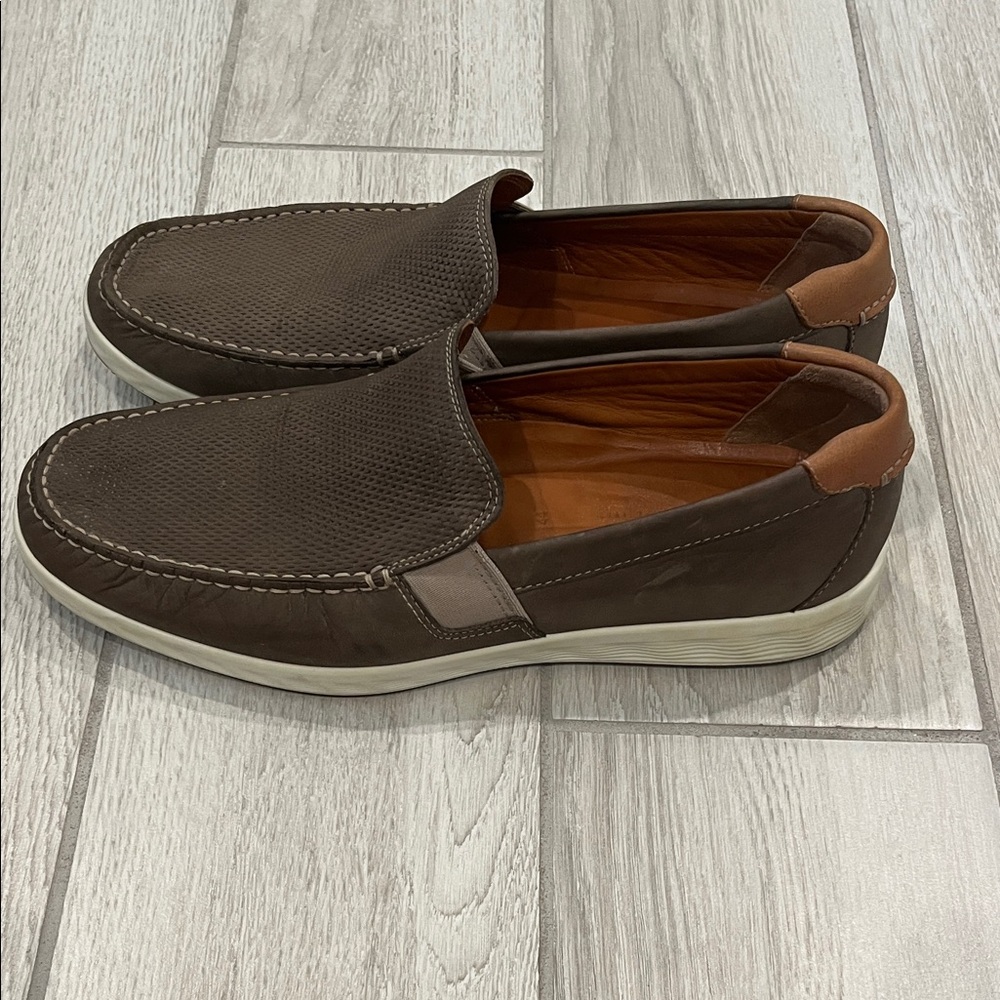 ECCO Moccasins Men's Lite Moc driving Grey/Cognac with Tan Leather Accent - Picture 5 of 10